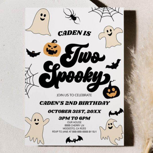 Two Spooky Halloween 2nd Second Birthday Party Invitation