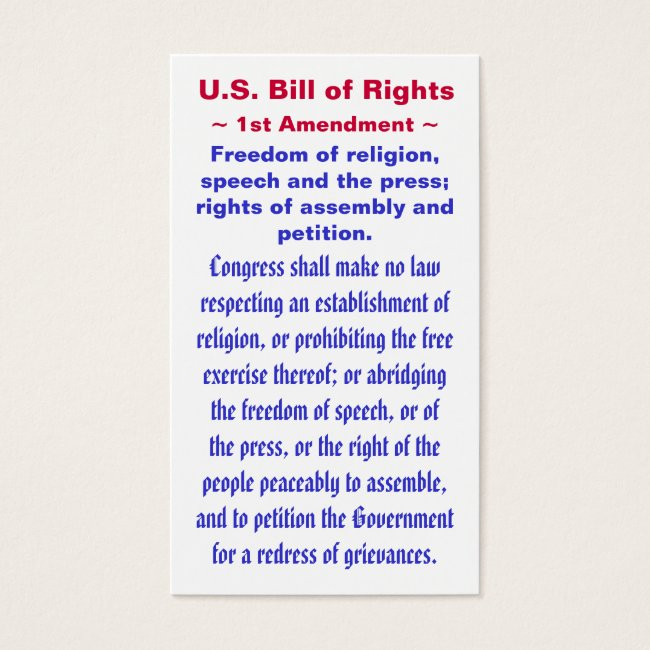 U.s. Bill Of Rights, ~ First (1st) Amendment ~