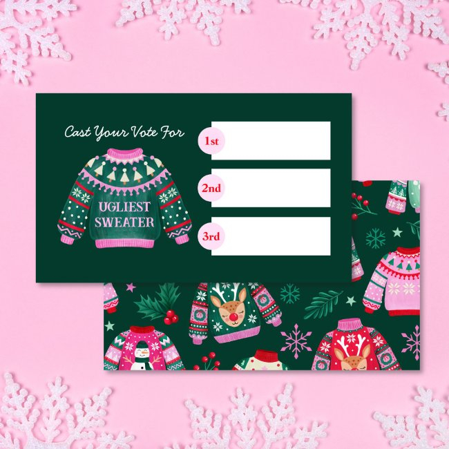 Ugly Sweater Christmas Party Competition Voting Enclosure Invitations