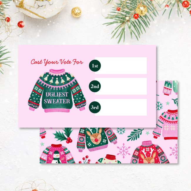 Ugly Sweater Christmas Party Competition Voting Enclosure Invitations