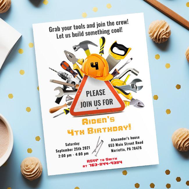 Under Construction Handyman Tools And Gadgets Invitation