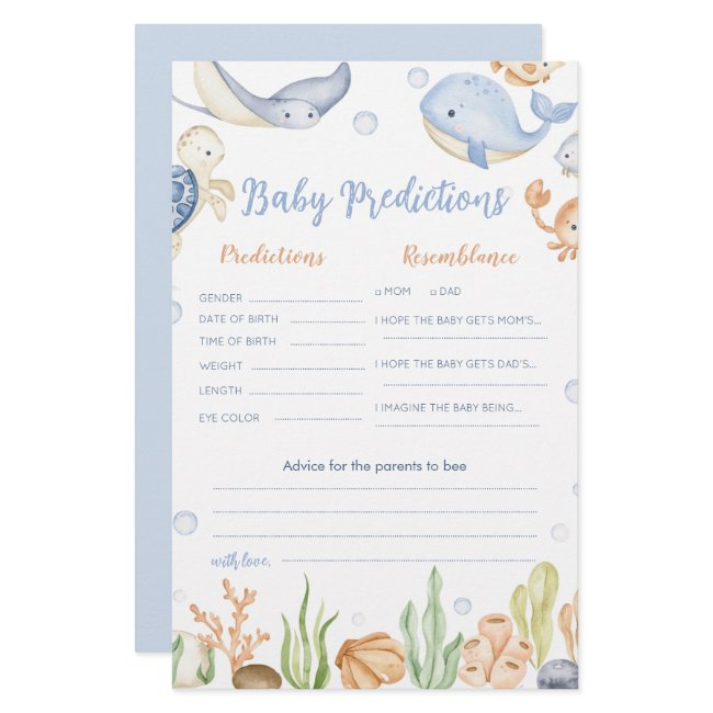 Under The Sea Animals Ocean Baby Predictions Invitations