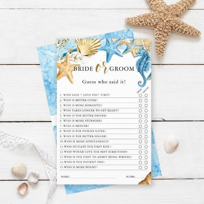 Under The Sea Bride Or Groom Bridal Shower Game
