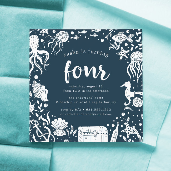 Under The Sea | Fourth Birthday Party Invitation