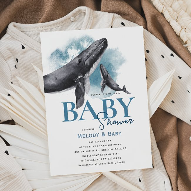 Under The Sea Ocean Whale Baby Shower Invitation