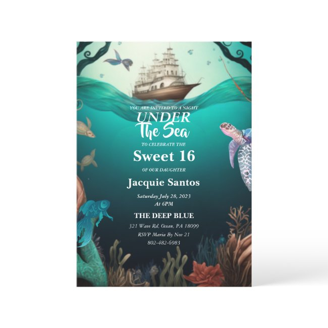 Under The Sea Sweet 16 Invitation