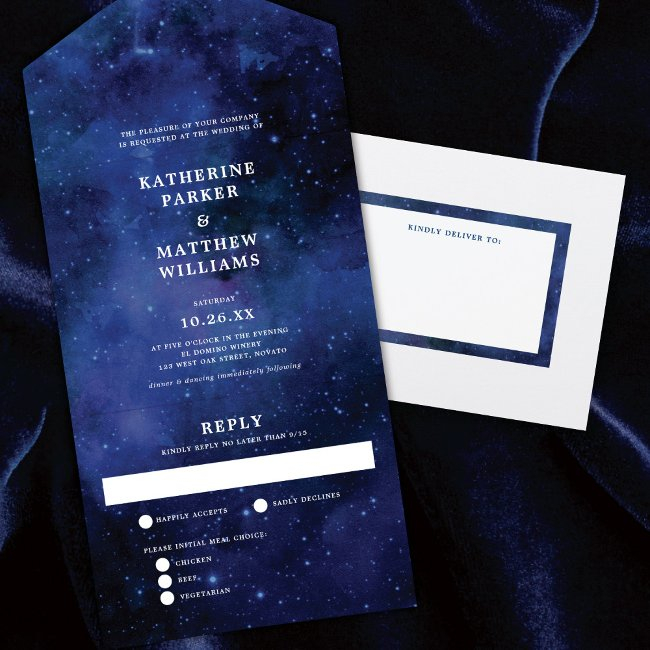 Under The Stars Space Astronomy Stars Wedding All In One Invitation