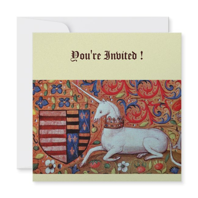 Unicorn ,brown Blue White Red Silver Invitation