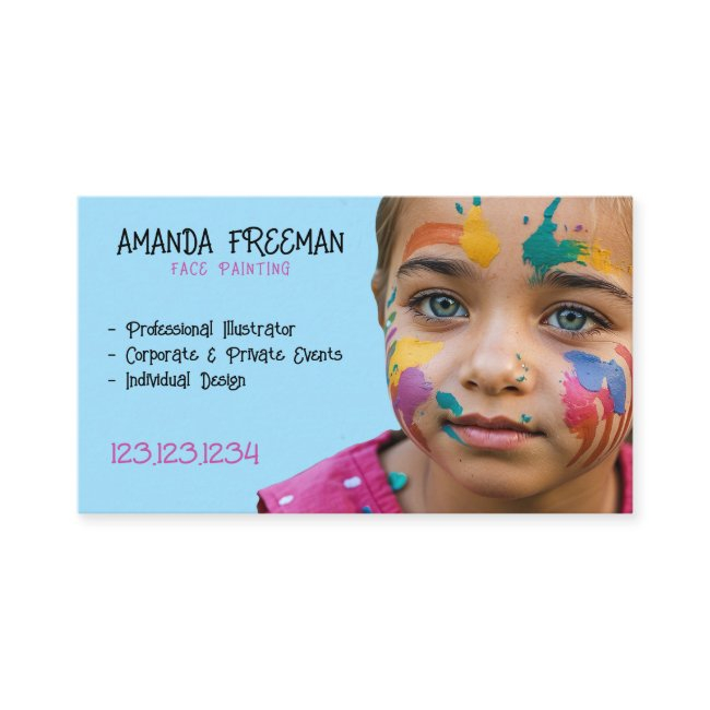 Unique Pink And Blue Kids Face Painter Business Invitations