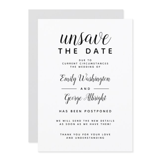Unsave The Date Formal New Date Announcement