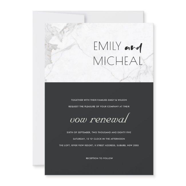 Urban Black And White Marble Vow Renewal Invite