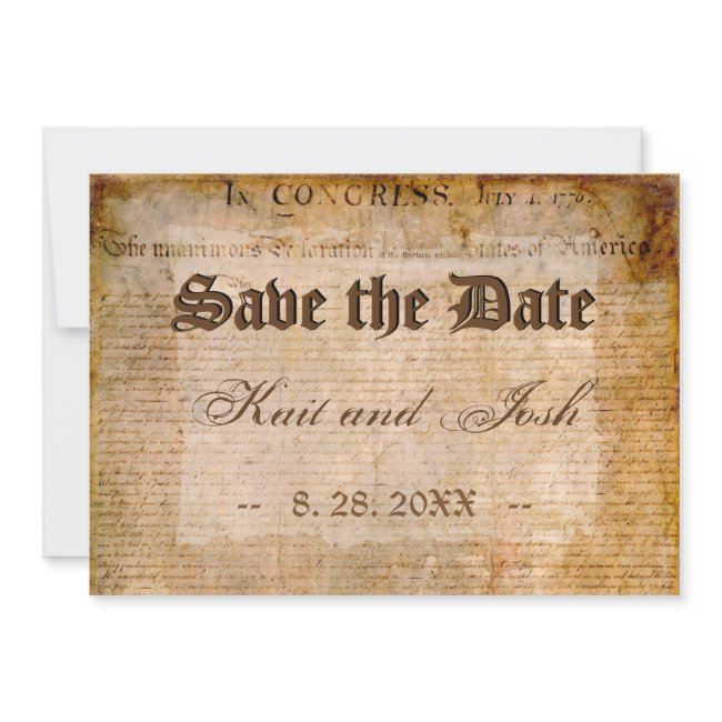 Usa 📜 Declaration Of Independence Save The Date Invitation