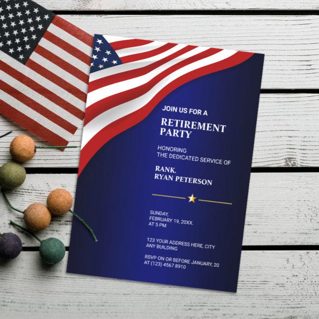 Usa Flag | Corner | Luxury Blue Invitation