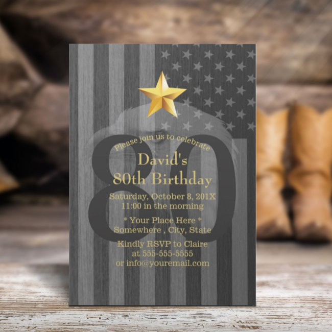 Usa Military Veteran Bald Eagle Birthday Party Invitation