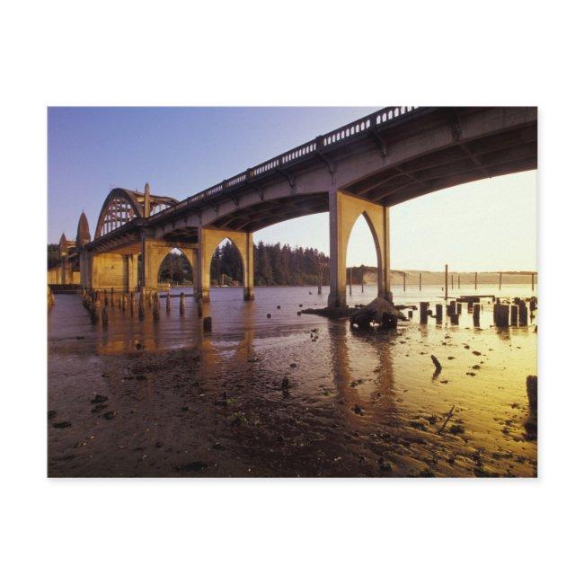 Usa, Oregon, Florence. Siuslaw Bridge And Postinvitations