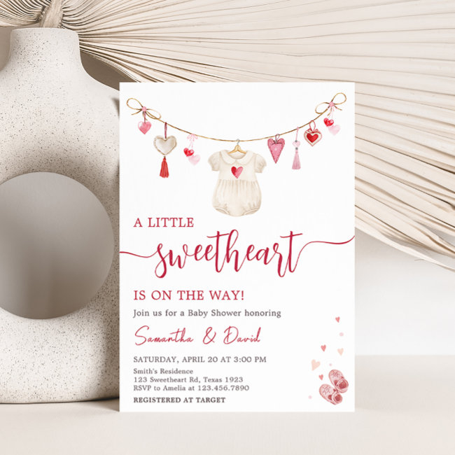 Valentine Sweetheart Baby Shower Invitation