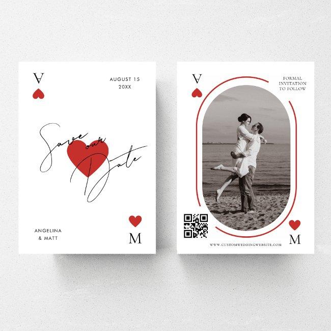 Vegas Casino Playing Invitations Photo Qr Code Wedding