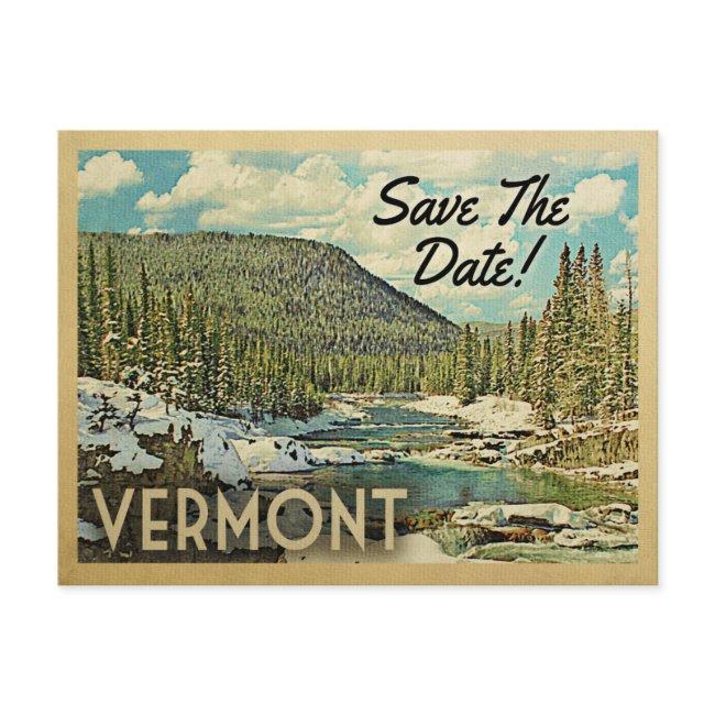 Vermont Save The Date Mountains River Snow Announcement Postinvitations