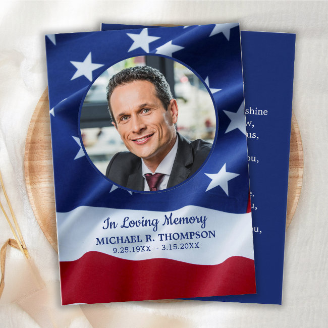 Veteran Memorial Prayer Invitations Photo Patriotic Flag