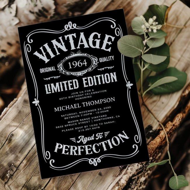 Vintage Any Age Adult Birthday Invitation