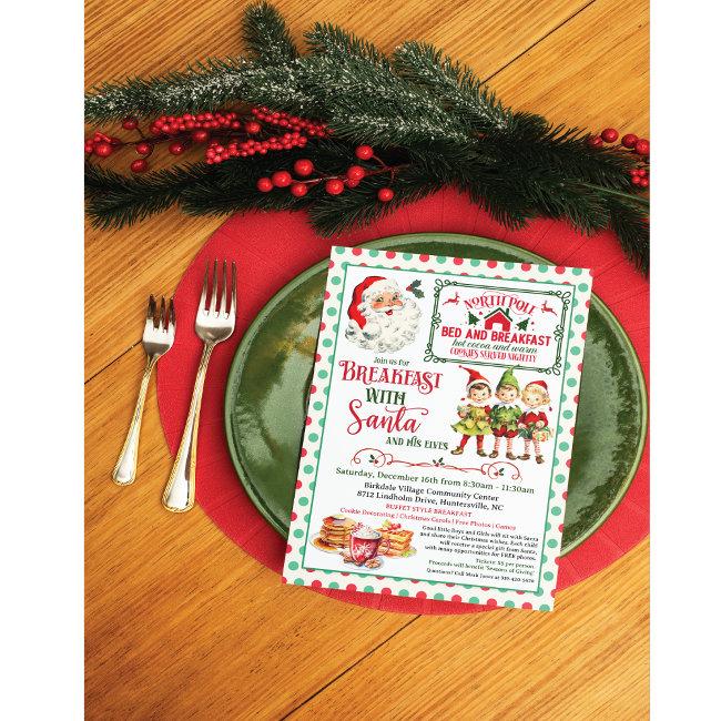 Vintage Breakfast With Santa Holiday Invitation