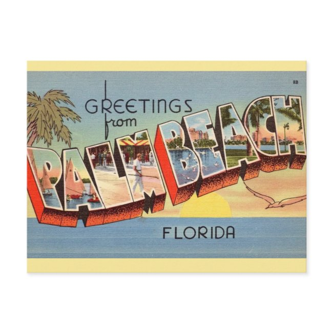 Vintage Palm Beach Greeting Postinvitations