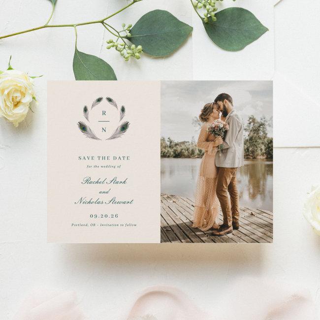 Vintage Peacock Wedding Save The Date