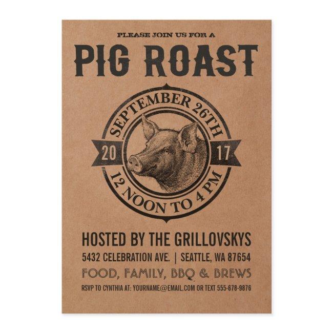 Vintage Pig Roast Invitations | Butcher Paper