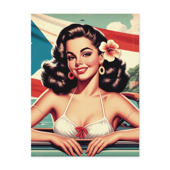 Vintage Puerto Rican Girl Postinvitations