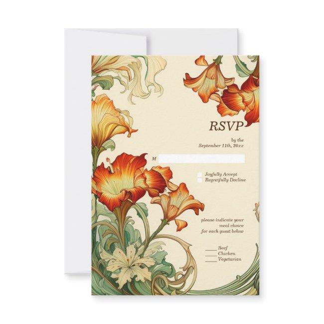 Vintage Retro Art Nouveau Botanical Rsvp