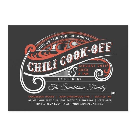 Vintage Retro Chili Cook Off Invitations