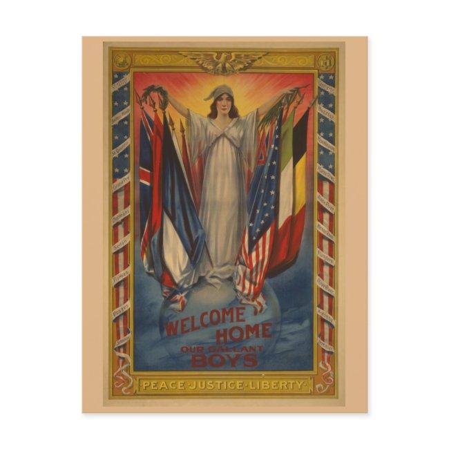 Vintage Wwi Peace Justice Liberty Postinvitations