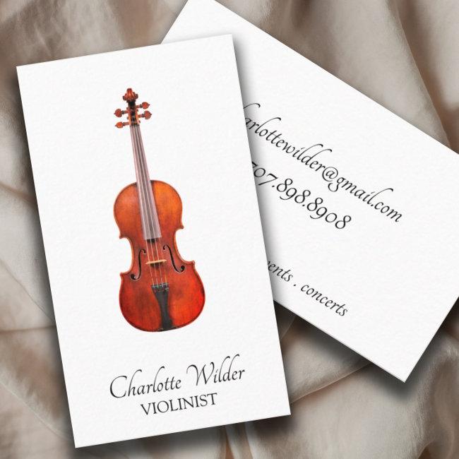 Violin Musician Black On White Business Invitations