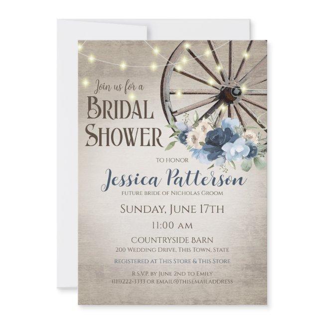 Wagon Wheel And Lights Rustic Barn Wood Invitation