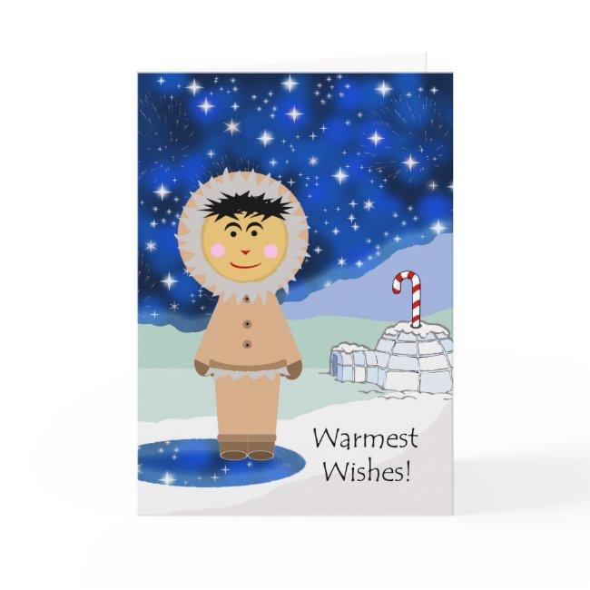 Warmest Wishes For Christmas, Eskimo And Igloo Holiday Invitations