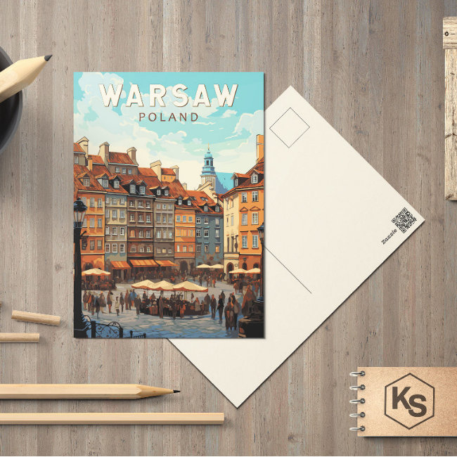 Warsaw Poland Travel Art Vintage Postinvitations