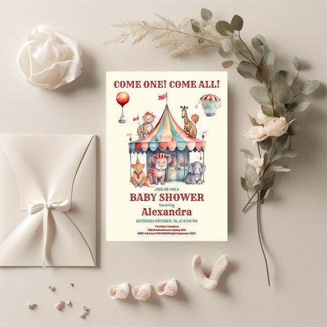 Watercolor Carnival Baby Shower Invitation