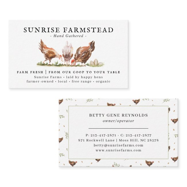 Watercolor Chickens | Farm Fresh Eggs Business Invitations