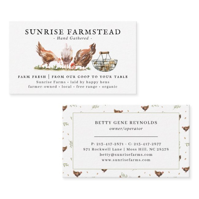Watercolor Chickens | Farm Fresh Eggs Business Invitations