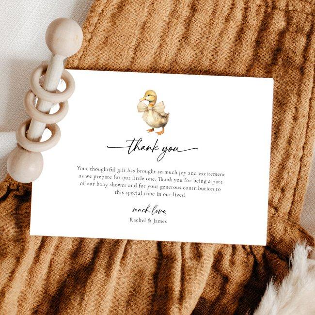 Watercolor Duck Baby Shower Thank You Invitations