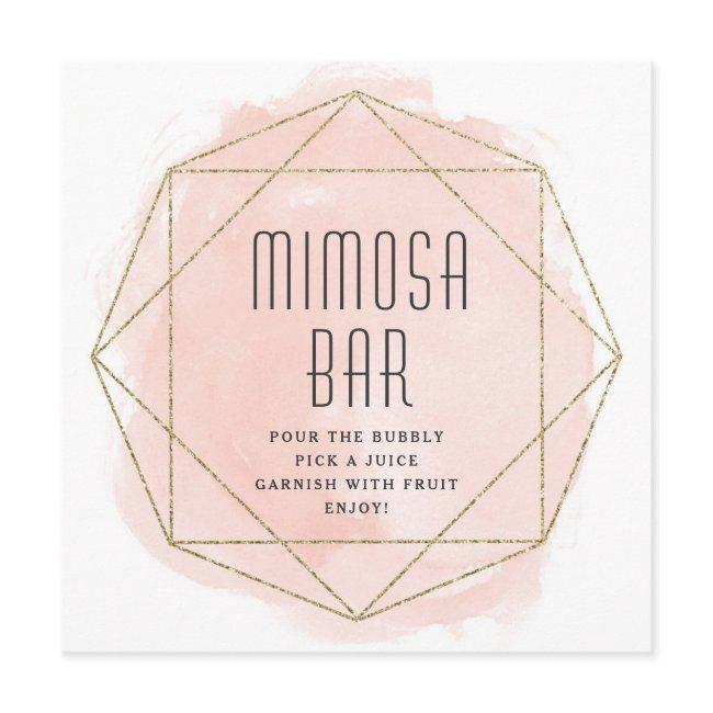 Watercolor Faux Glitter Mimosa Bar Sign Invitation