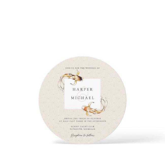 Watercolor Japanese Koi Fish Wedding Invitation