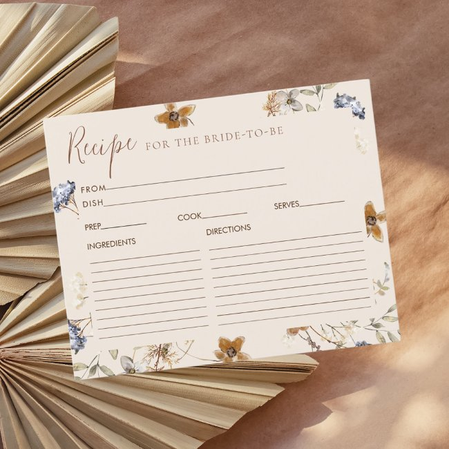 Watercolor Lemon Bridal Shower Recipe Invitations