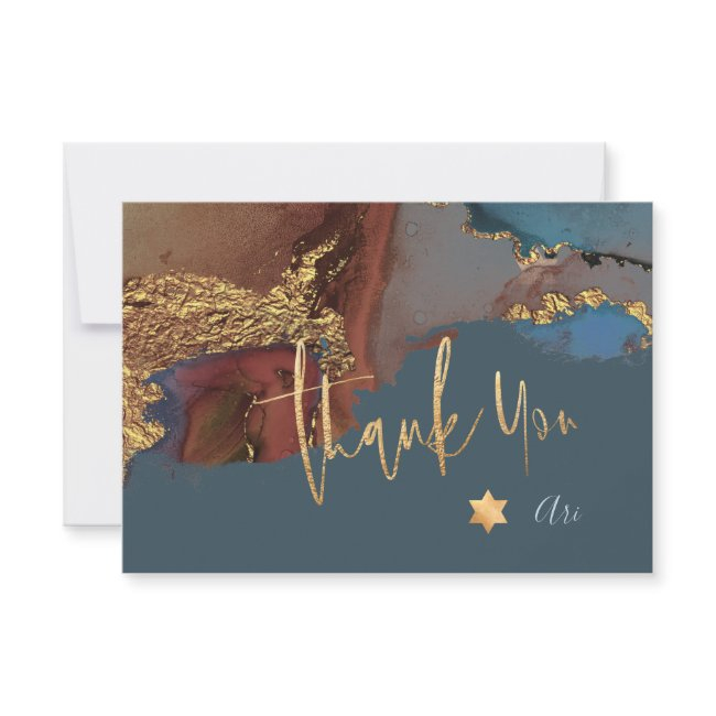 Watercolor Modern Abstract Mitzvah Thank You