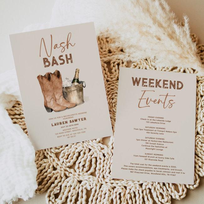 Watercolor Nash Bash Bachelorette Party Invitation