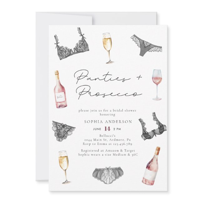 Watercolor Panties & Prosecco Bridal Shower Invitation