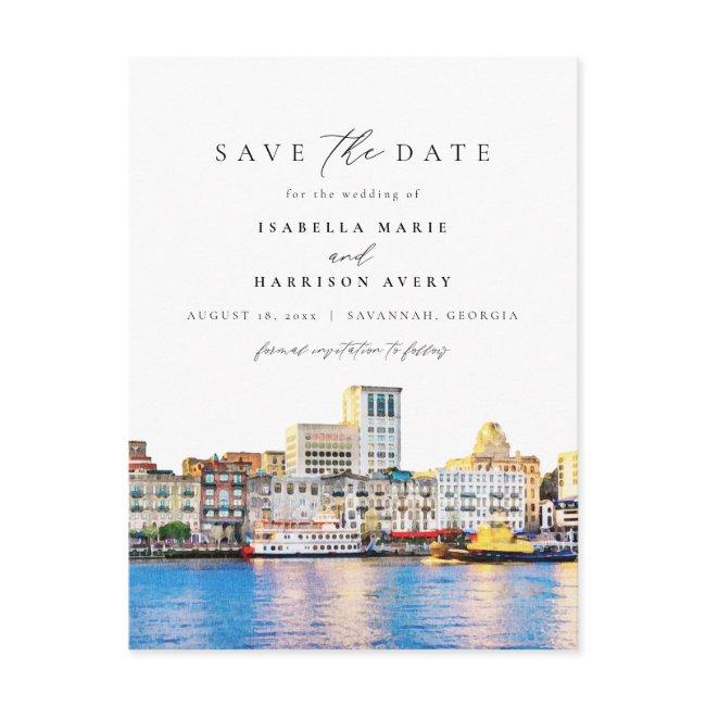 Watercolor Savannah Georgia Skyline Destination Postinvitations