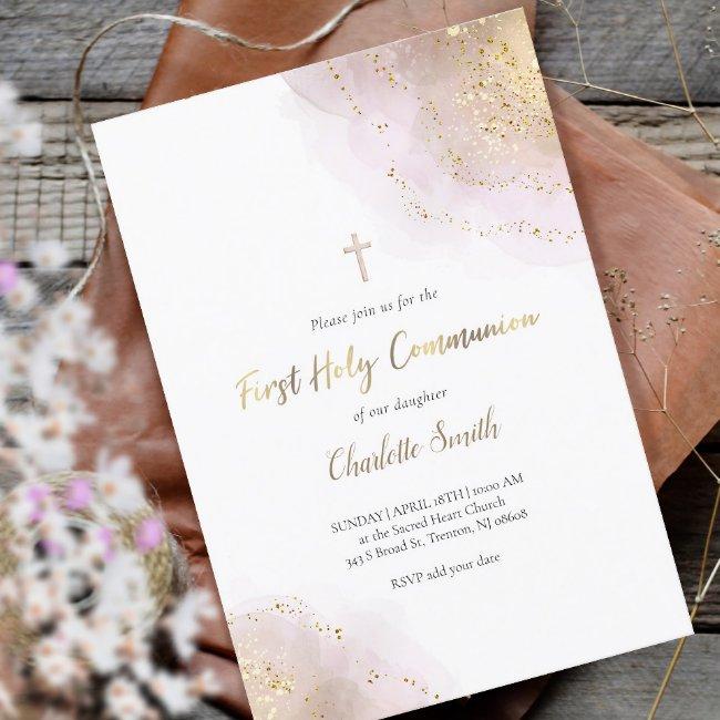 Watercolor Splash | First Holy Communion Invitati Invitation