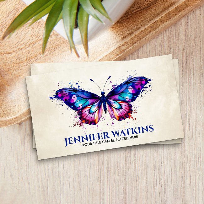 Watercolor Splatter Butterfly Business Invitations