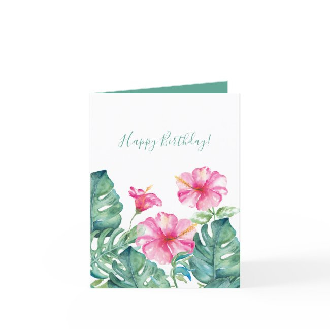 Watercolor Tropical Happy Birthday Greeting Invitations
